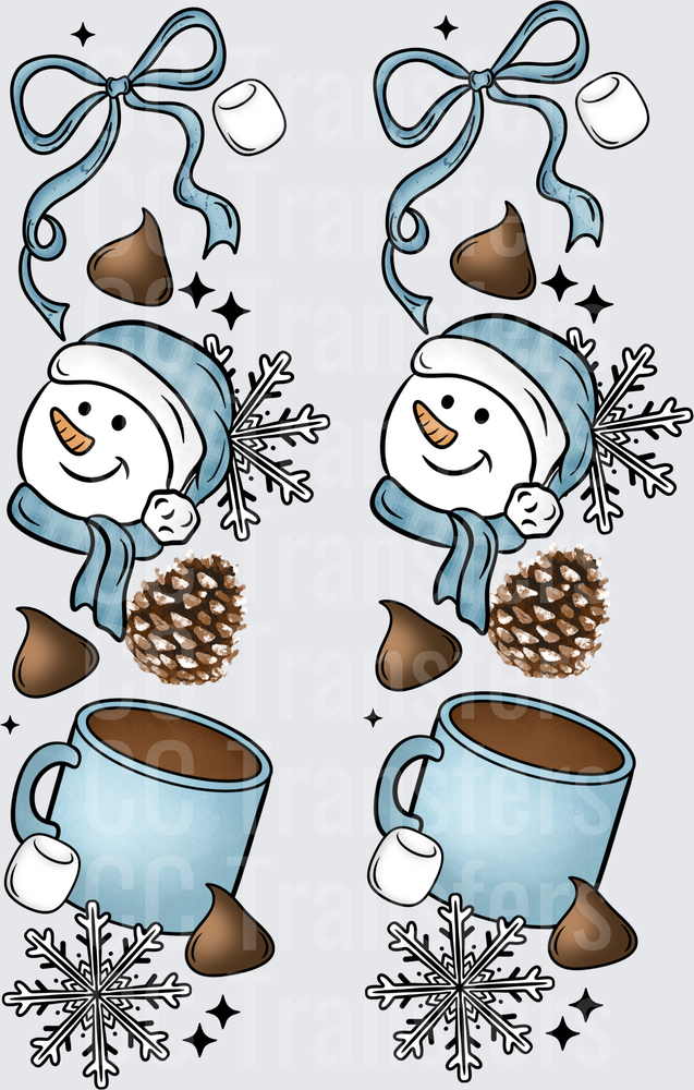 Cute Snowman Hot Cocoa Mug Snowflake Winter Gang (DTF)