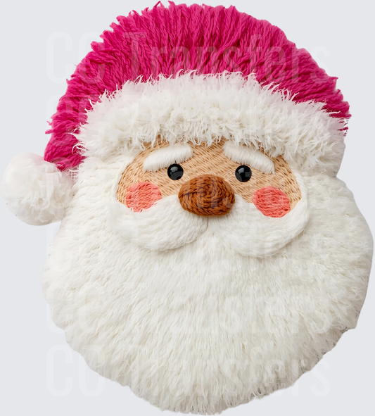 Fluffy Santa Face Hot Pink Hat Yarn Texture Design (DTF)
