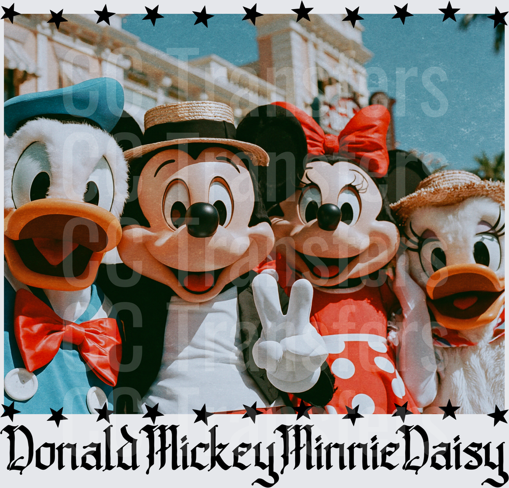 Four Classic Park Character Mascots Peace Sign (DTF)