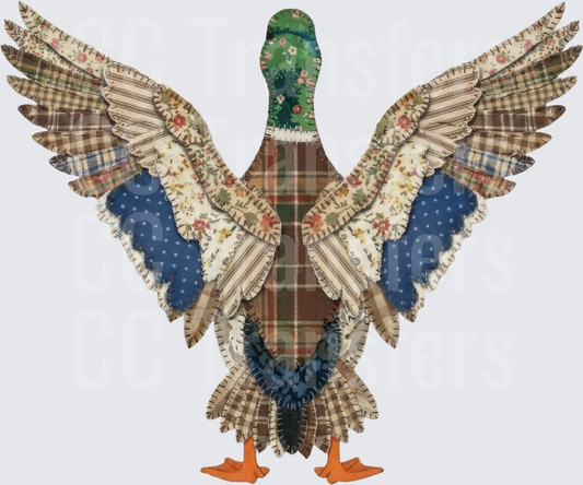Patchwork Quilt Mallard Duck Wings Spread (DTF)