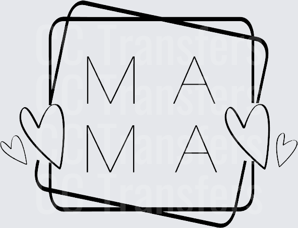 Mama Bold Letter Square Frame Hearts Design (DTF)