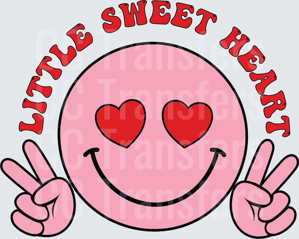 Little Sweet Heart Smiley Face Peace Signs Valentine (DTF)