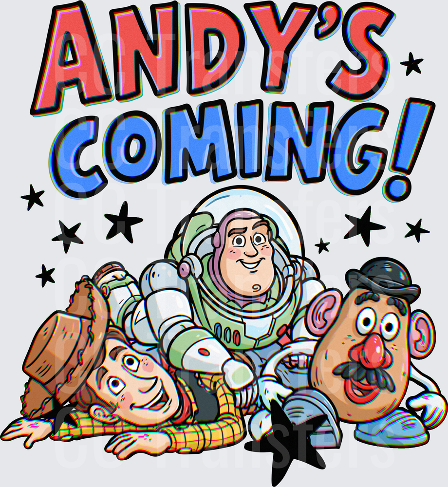 Andy's Coming Toy Friends Freeze Pose Cartoon (DTF)