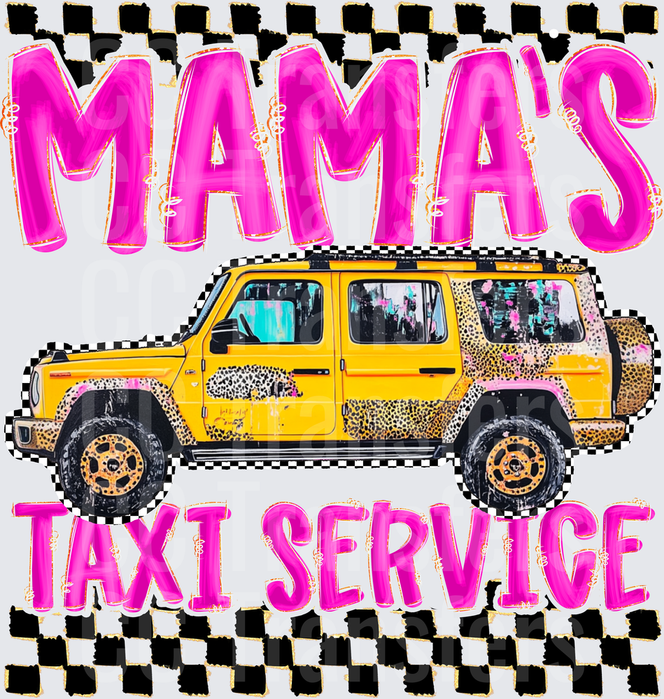 Mama's Taxi Service Leopard Print SUV Checkered (DTF)