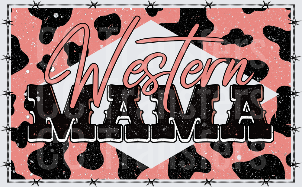 Western Mama Leopard Print Barbed Wire Border (DTF)