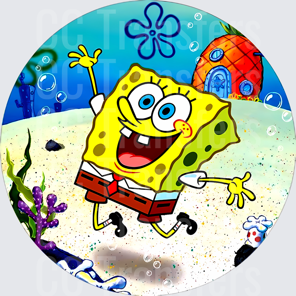 Happy Yellow Sea Sponge Underwater Bikini Bottom Scene (DTF)