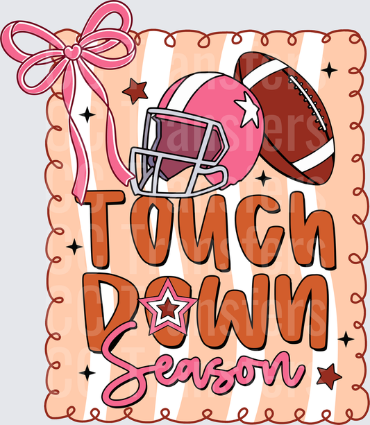Touchdown Season Pink Bow Football Helmet Girly (DTF)