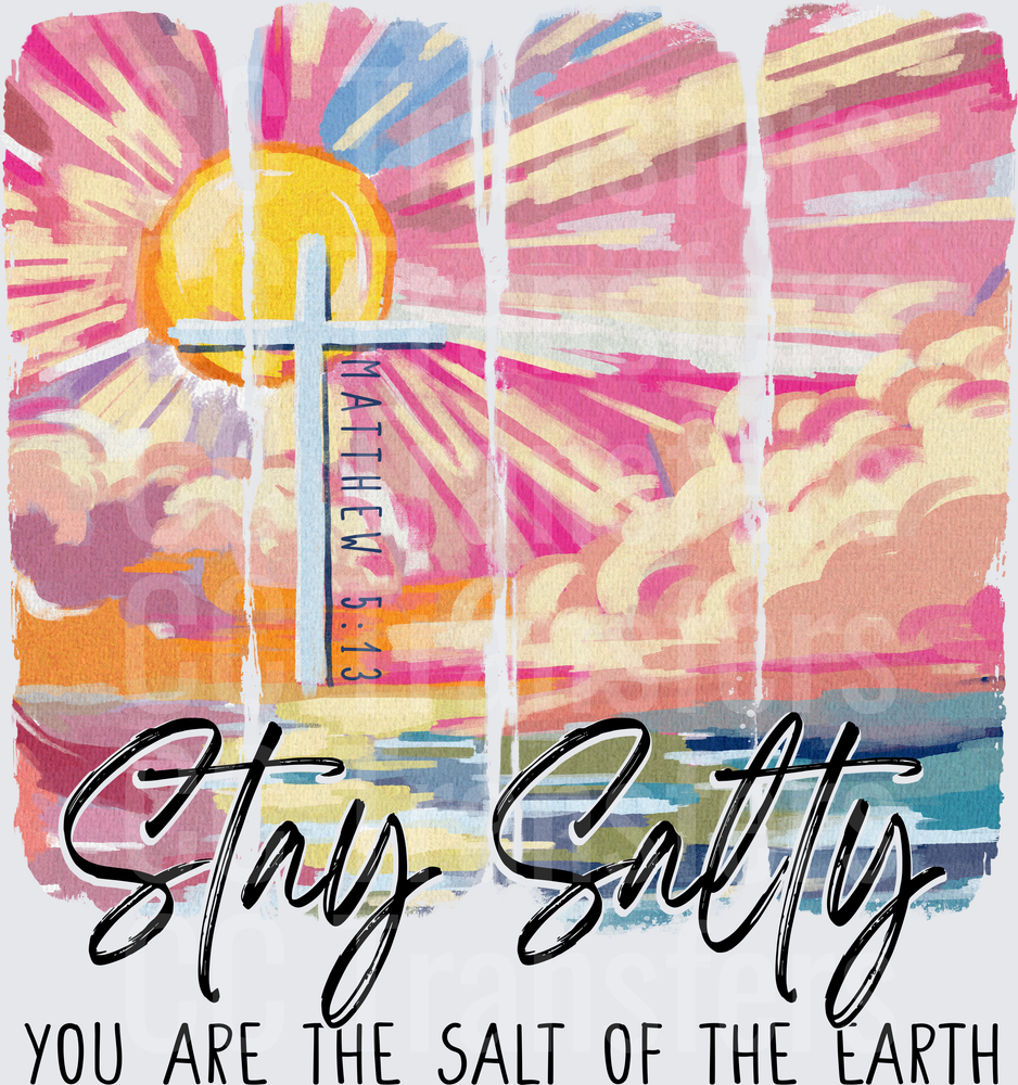 Stay Salty You Are the Salt of the Earth Matthew 5:13 Cross Sunrise (DTF)