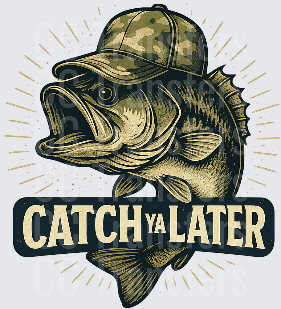 Catch Ya Later Largemouth Bass Camo Hat Fishing (DTF)