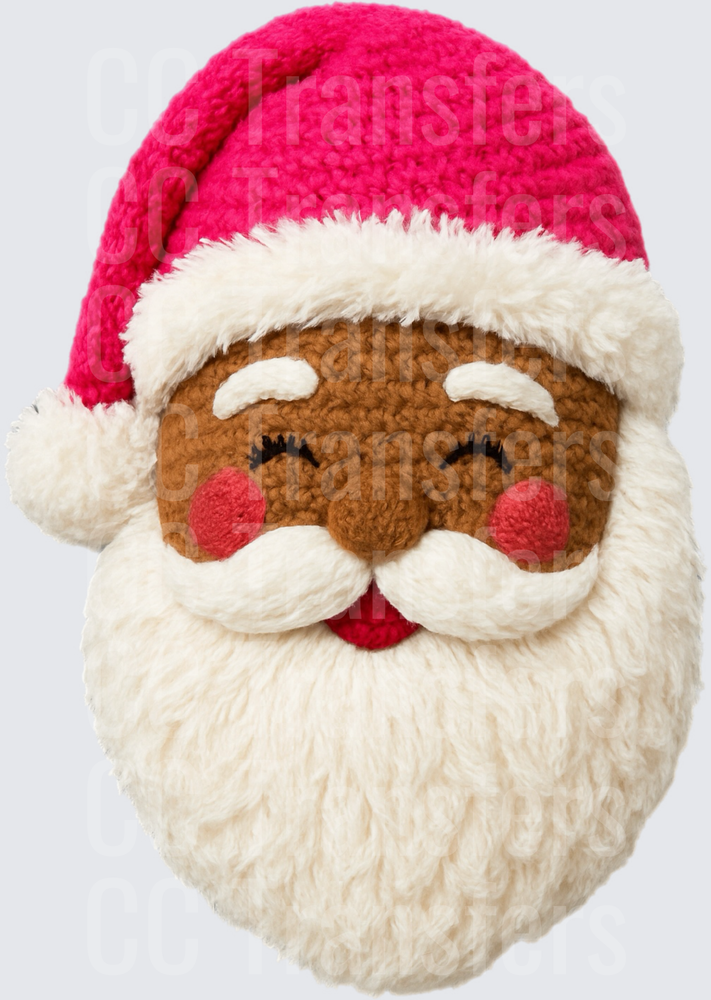 Crochet Black Santa Claus Face with Pink Hat (DTF)