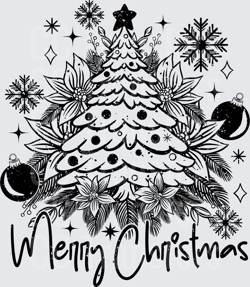 Merry Christmas Floral Tree Snowflakes Ornaments (DTF)