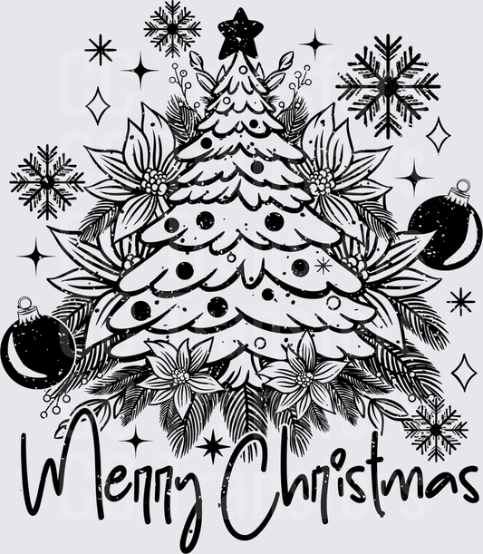 Merry Christmas Floral Tree Snowflakes Ornaments (DTF)
