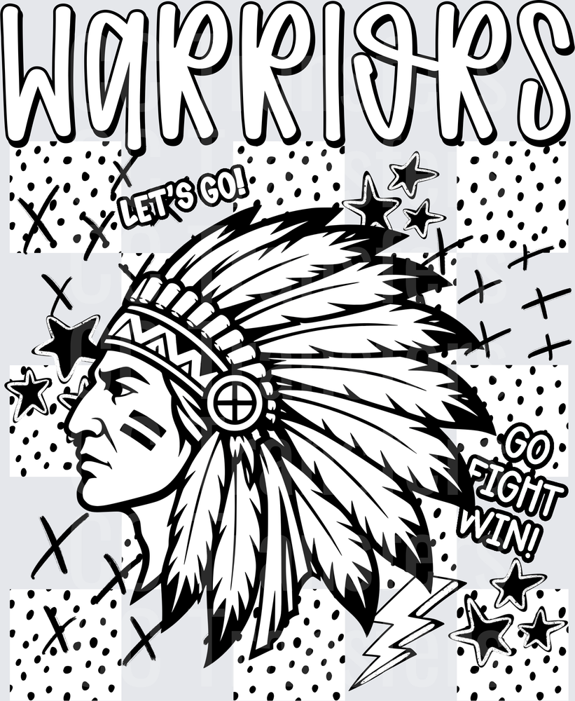 Warriors Dotties And Doodles (DTF)