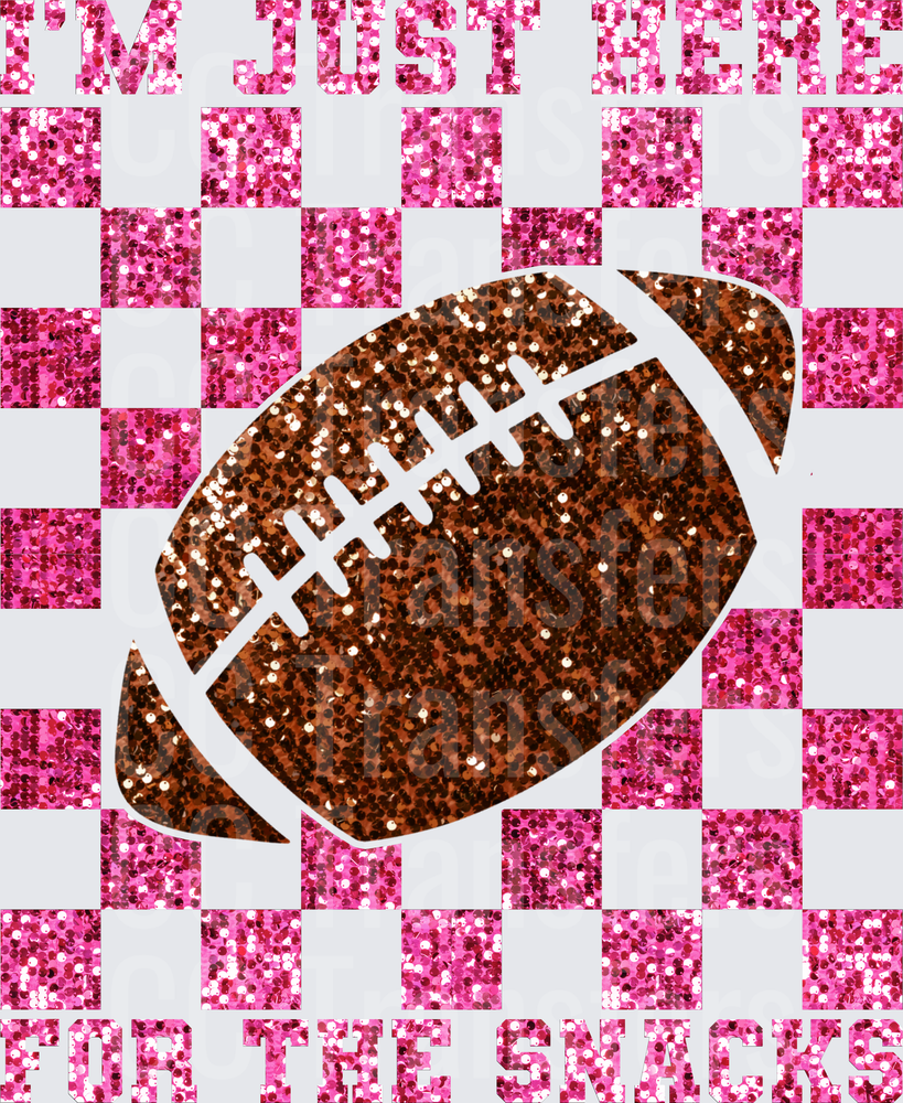 I'm Just Here For The Snacks Glitter Football (DTF)