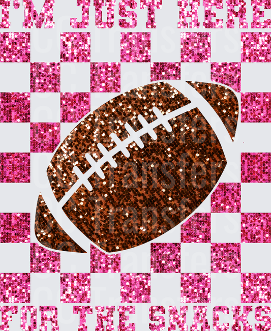 I'm Just Here For The Snacks Glitter Football (DTF)
