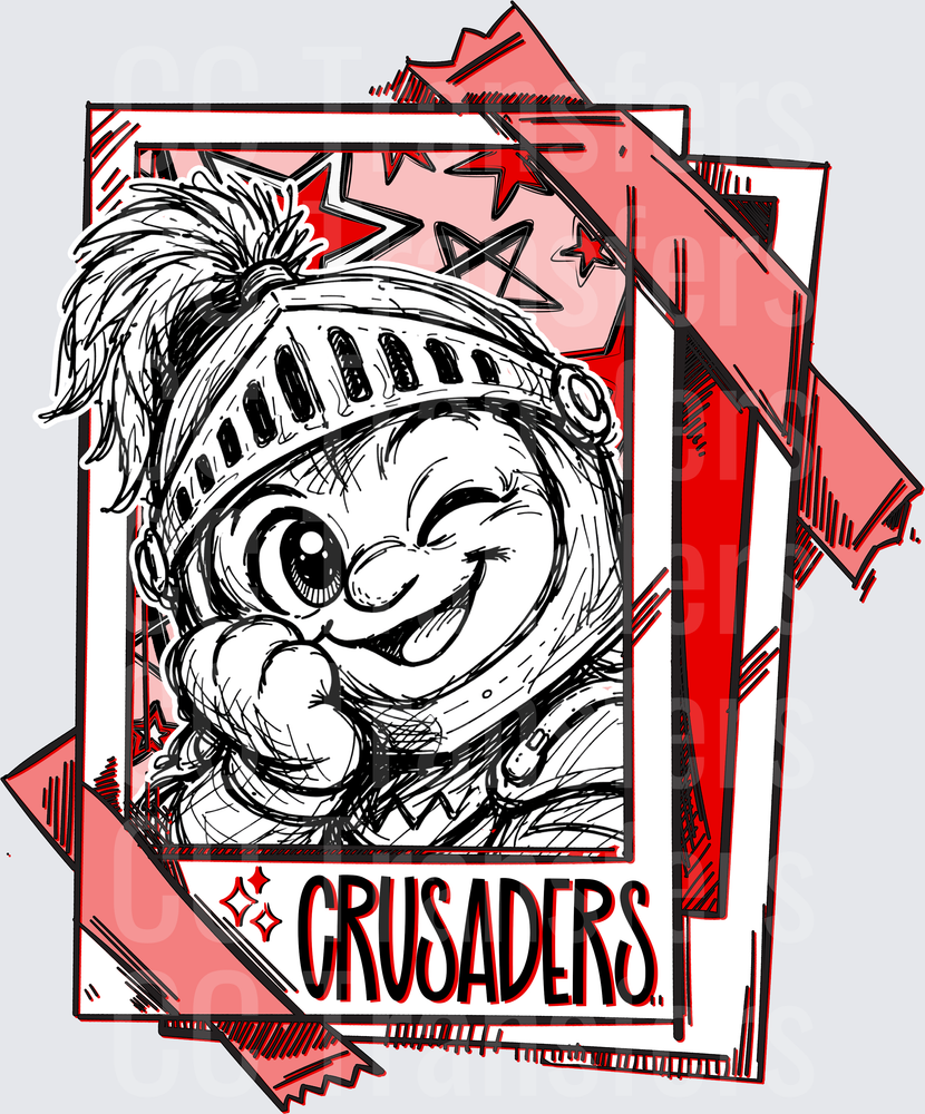 Crusaders Knight Mascot Sketch Polaroid Card (DTF)