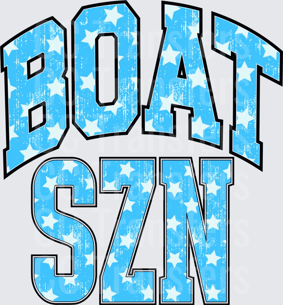 Boat SZN Distressed Star-Filled Varsity Block Letters (DTF)