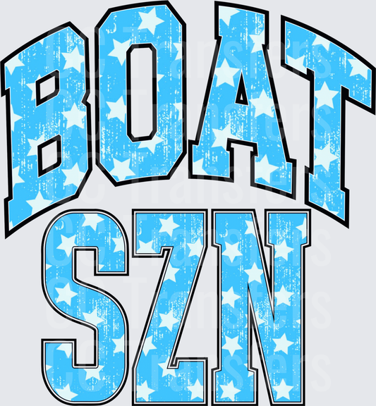 Boat SZN Distressed Star-Filled Varsity Block Letters (DTF)