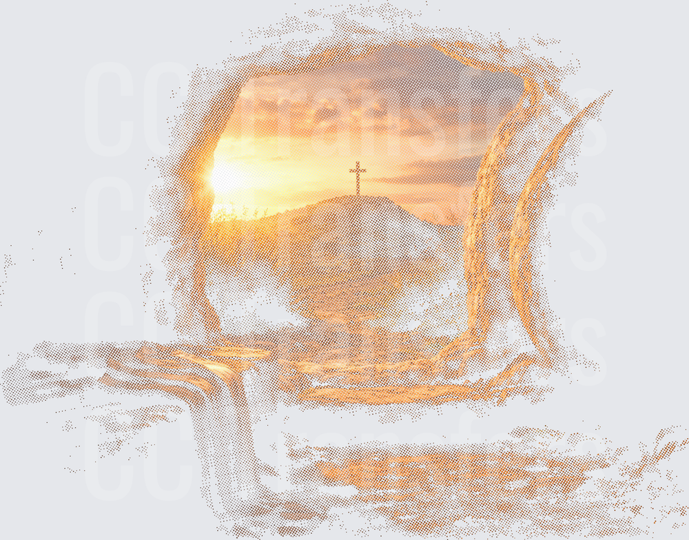 Empty Tomb Cross Sunrise Easter Resurrection Scene (DTF)