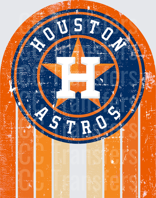 Houston Astros Retro Stripe Arch Logo Distressed (DTF)
