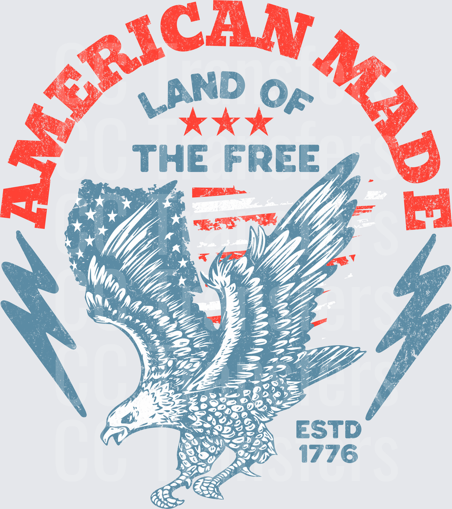 American Made Land of the Free Bald Eagle ESTD 1776 (DTF)