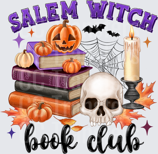 Salem Witch Book Club Halloween Stack Skull Candle (DTF)