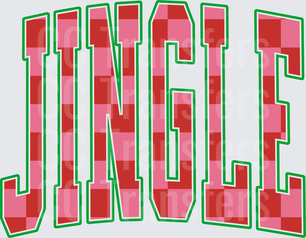 Jingle Arched Plaid Letter Christmas Varsity Text (DTF)