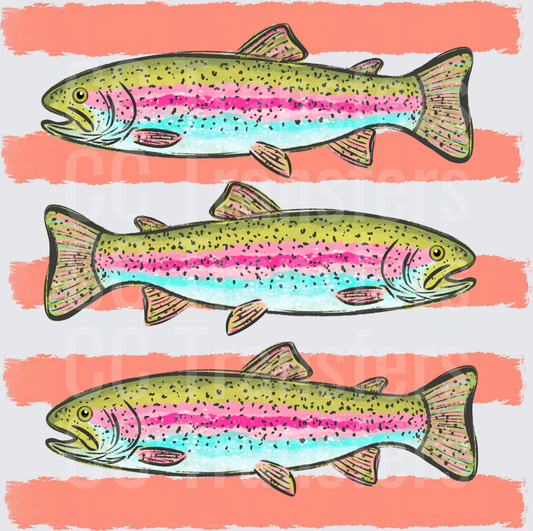 Triple Rainbow Trout Stripe Pattern Illustration (DTF)