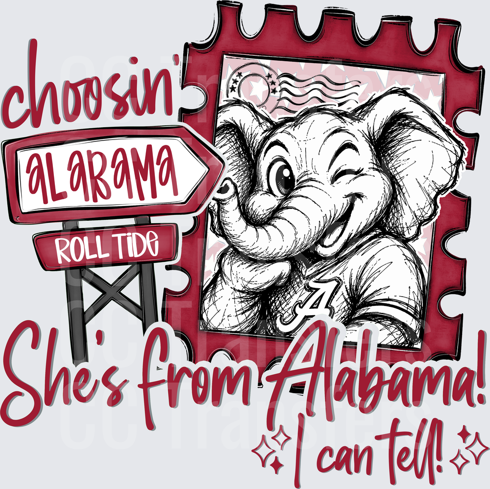 Choosin Alabama Roll Tide She's From Alabama Elephant DTF