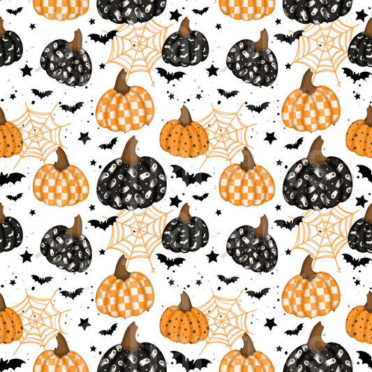 Halloween Pumpkin Bat Spider Web Seamless Pattern (DTF)