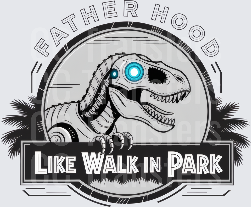 Fatherhood Like Walk In Park Robot Dinosaur Dad (DTF)