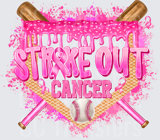 Strike Out Cancer Baseball Pink Ribbon Awareness (DTF)