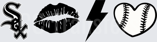 Baseball Fan Kiss Lightning Bolt Heart Baseball (DTF)