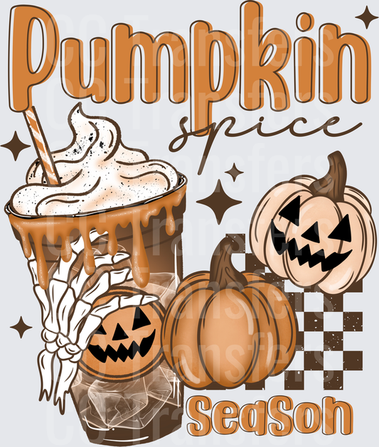 Pumpkin Spice Season Halloween Latte Skeleton Hand (DTF)