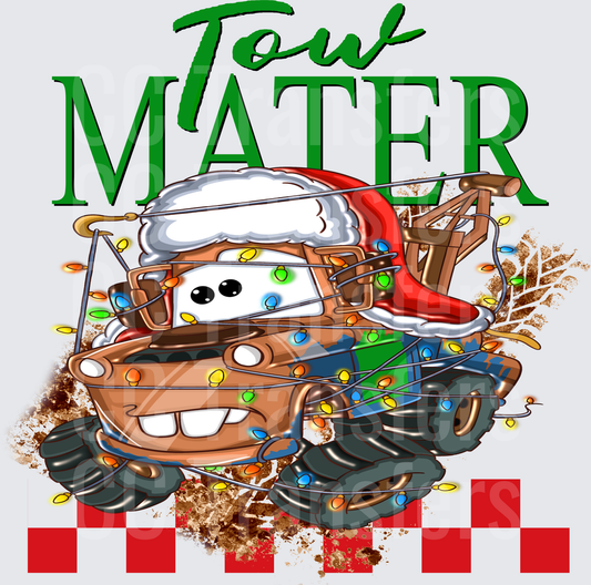 Tow Mater Christmas Santa Hat Holiday Lights Cars (DTF)