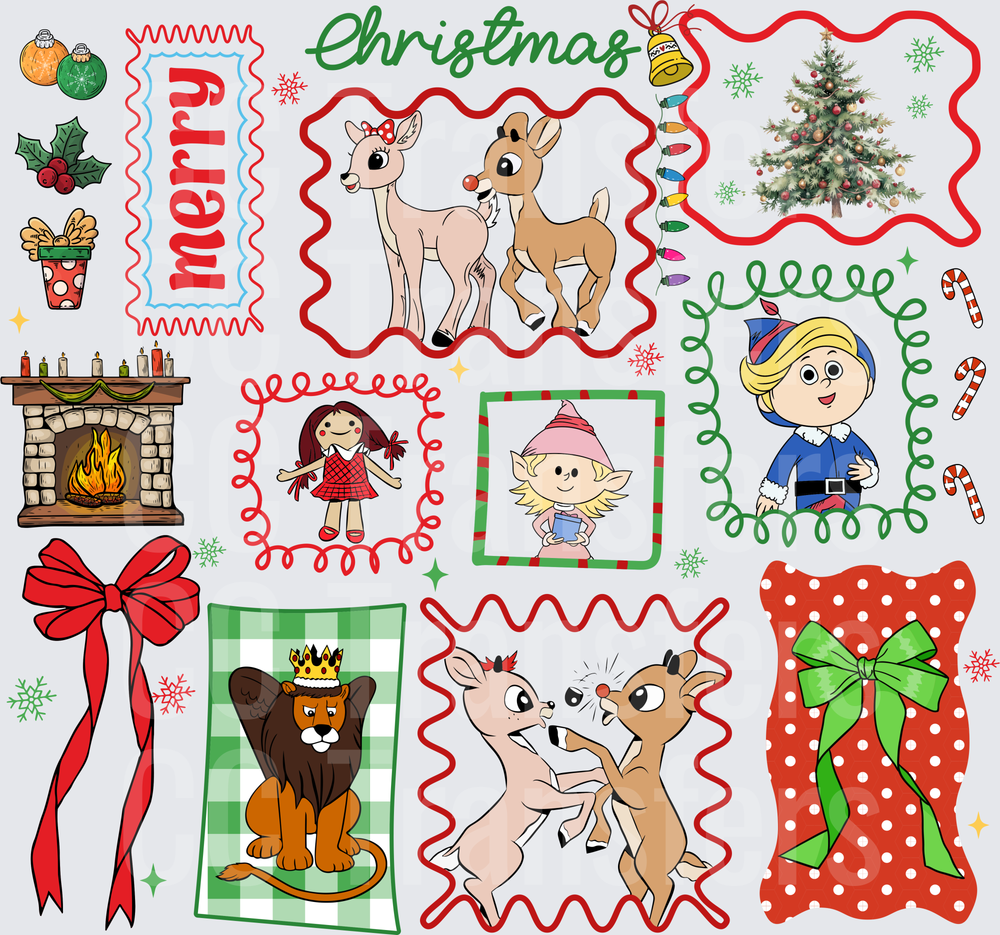 Merry Christmas Retro Holiday Reindeer Character Sheet (DTF)