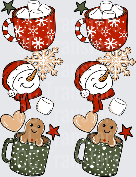 Christmas Hot Cocoa Snowman Gingerbread Mug Stack (DTF)