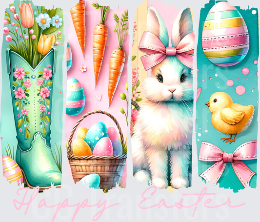 Happy Easter Pastel Bunny Chick Floral Boot Panel (DTF)