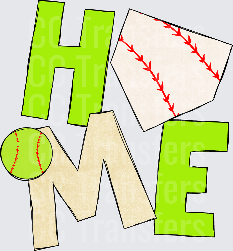 HOME Softball Baseball Home Plate Letter Design (DTF)