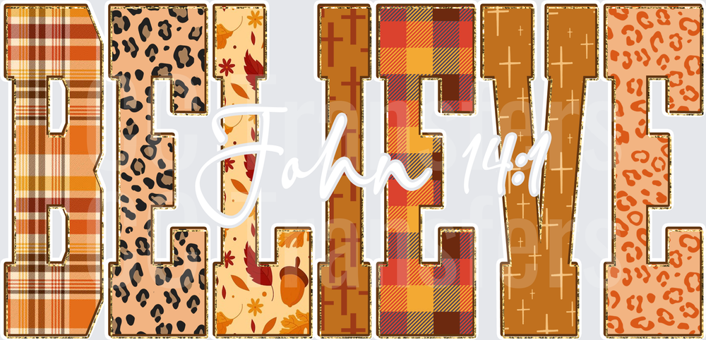 Fall Patchwork BELIEVE Letters Plaid Leopard Autumn (DTF)