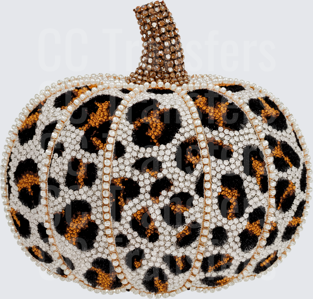 Rhinestone Pearl Leopard Print Pumpkin (DTF)