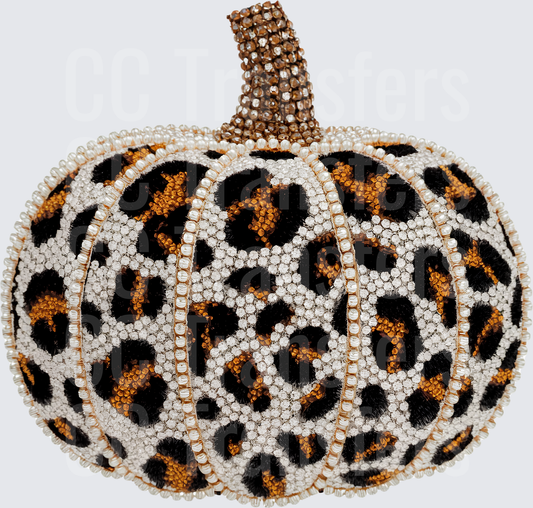 Rhinestone Pearl Leopard Print Pumpkin (DTF)