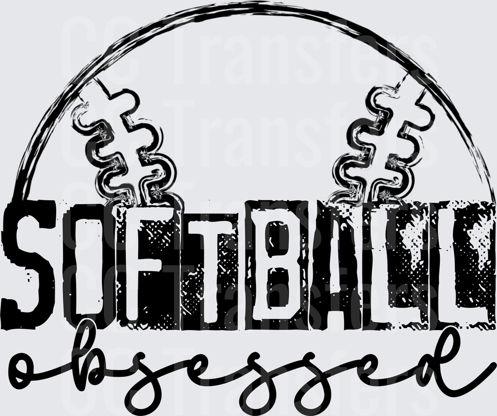 Softball Obsessed Bold Grunge Half Ball Design (DTF)