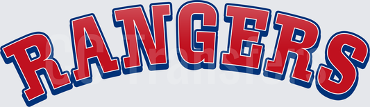 Arched Rangers Wordmark Red Blue Bold Letters (DTF)