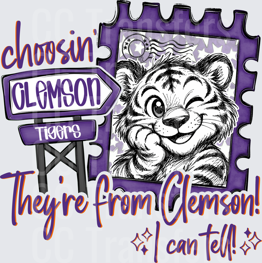 Choosin Tigers Cute Tiger Stamp Sign Design (DTF)