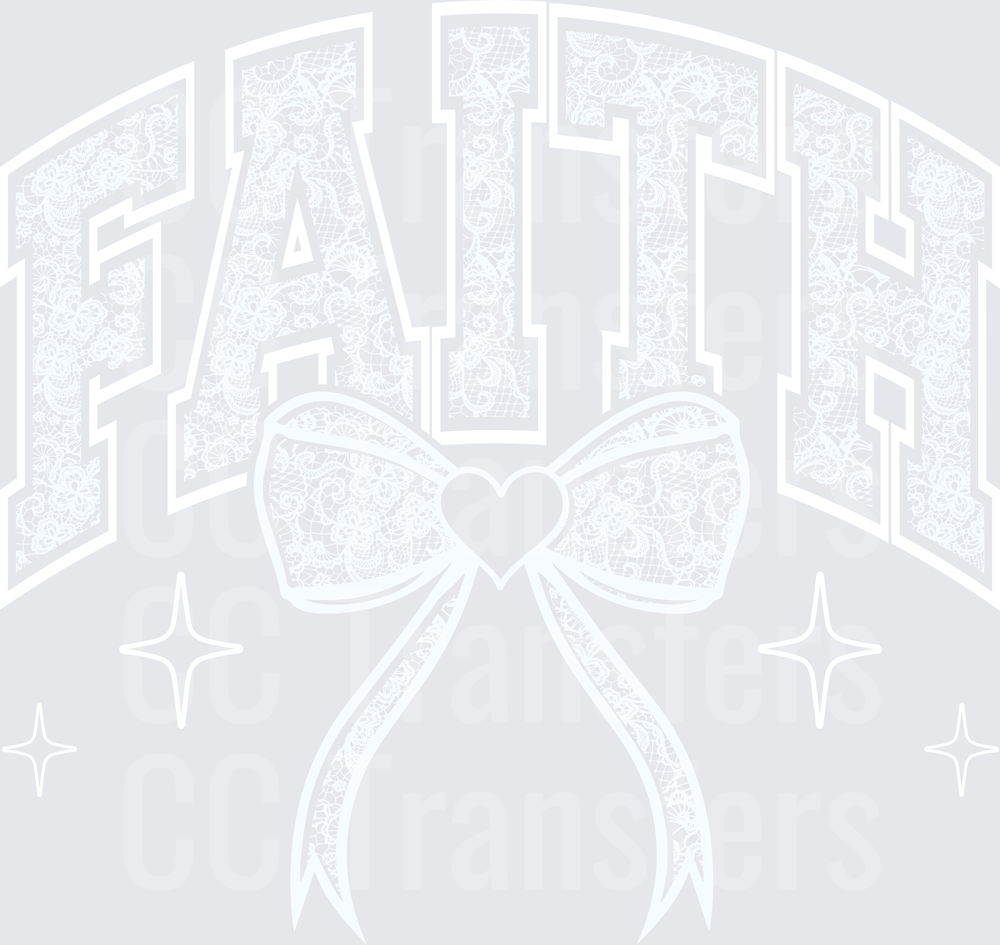 Faith Floral Lace Bow with Ribbon Tails DTF