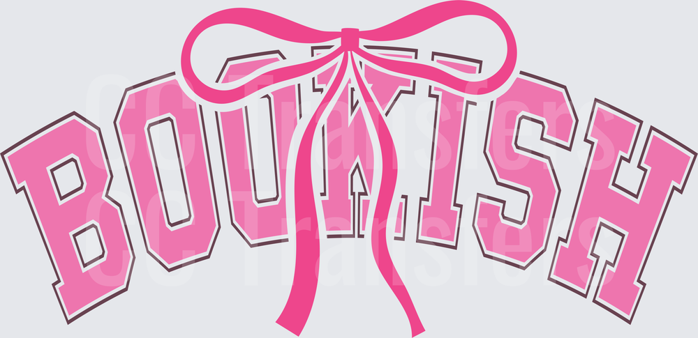 Bookish Varsity Arch Letters Pink Bow (DTF)