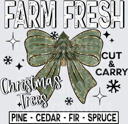 Farm Fresh Christmas Trees Sage Green Bow Cut & Carry (DTF)