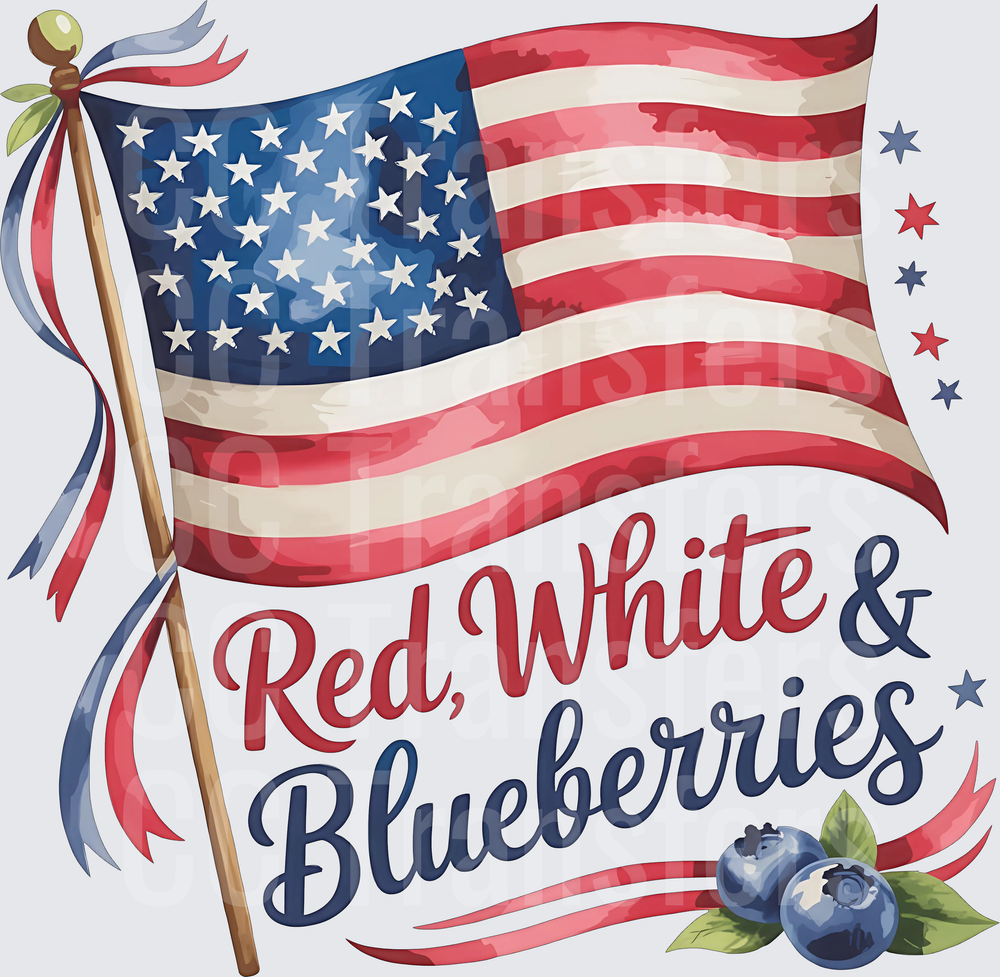 Red White & Blueberries Patriotic American Flag (DTF)