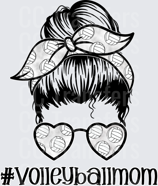 Messy Bun Volleyball Mom Heart Sunglasses #volleyballmom (DTF)